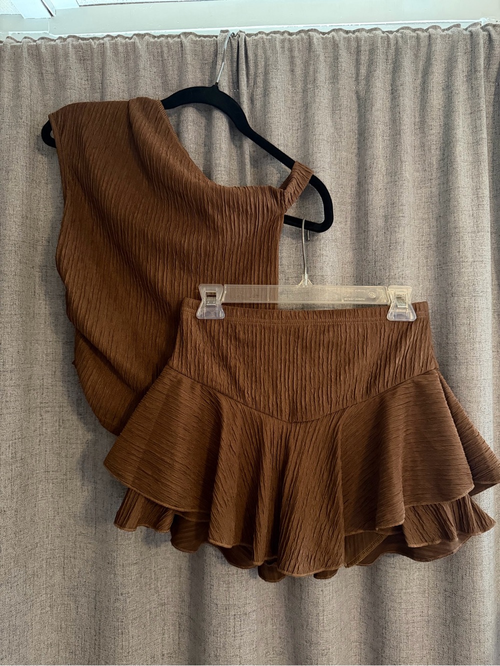 Brown Ruffled Mini Skirt - Women